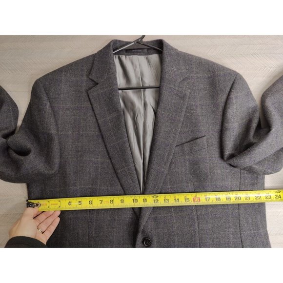 MICHAEL KORS Grey Windowpane Plaid Sport Coat Suit Blazer 44L 100% Wool - Picture 8 of 10